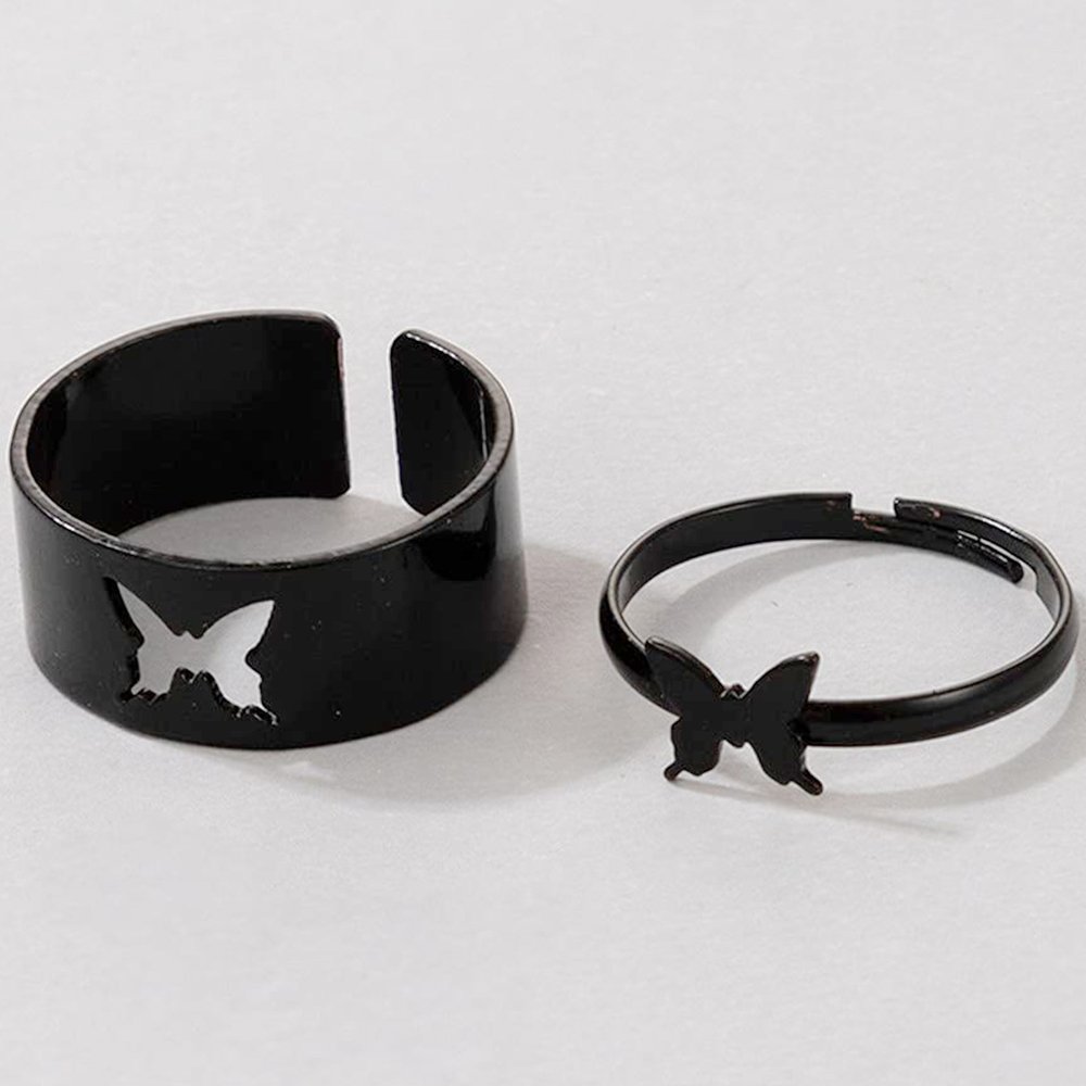 Black Butterfly Couple Ring - Lifestyle