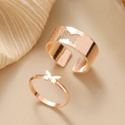 Copper Butterfly Couple Ring