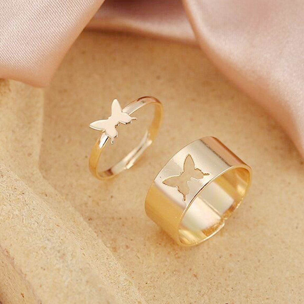 Golden Butterfly Couple Ring - Lifestyle