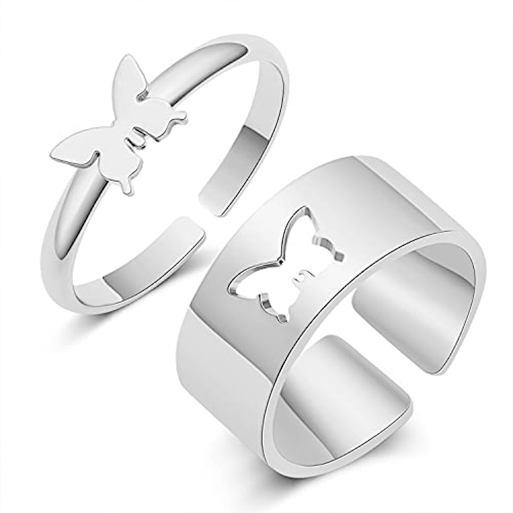 Silver Butterfly Couple Ring - Lifestyle