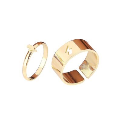Copper Lightning Couple Ring