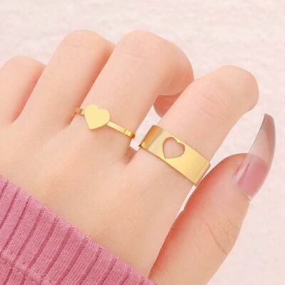 Golden Heart Couple Ring