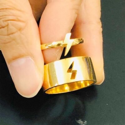 Golden Lightning Couple Ring