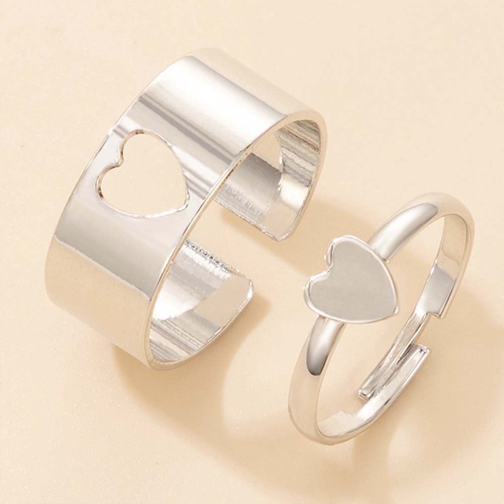 Silver Heart Couple Ring