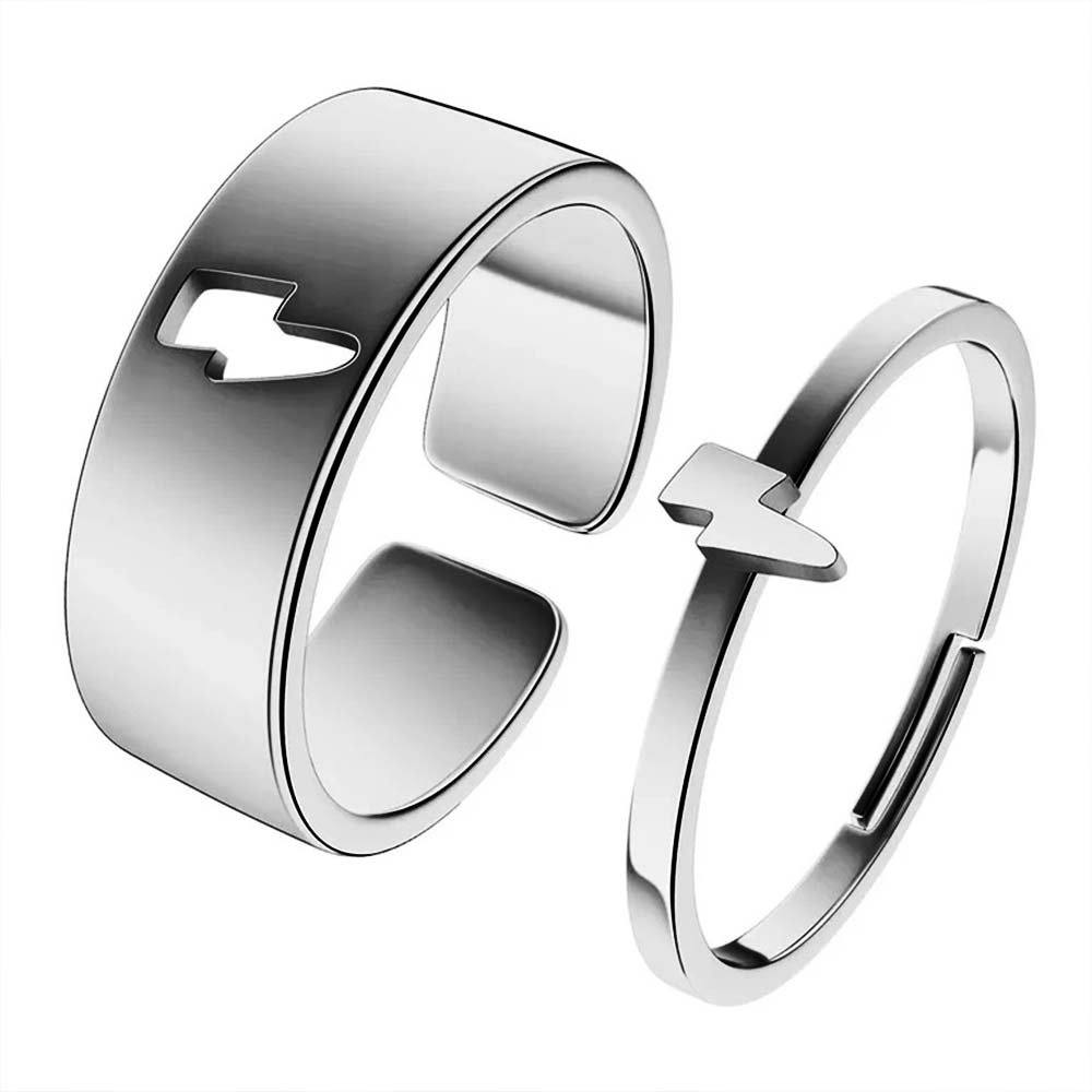 Silver Lightning Couple Ring