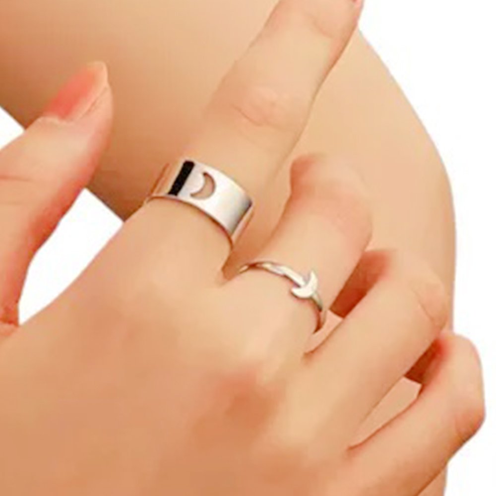 Silver Moon Couple Ring - Lifestyle