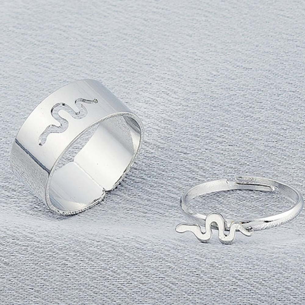 Silver Snake Couple Ring